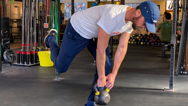 man doing strength training