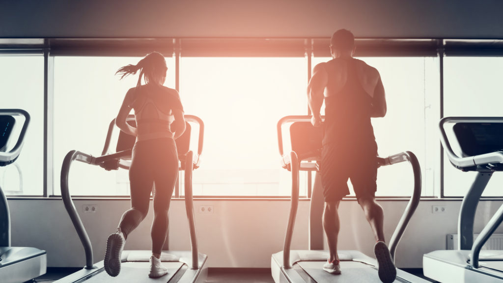 running on a treadmill
